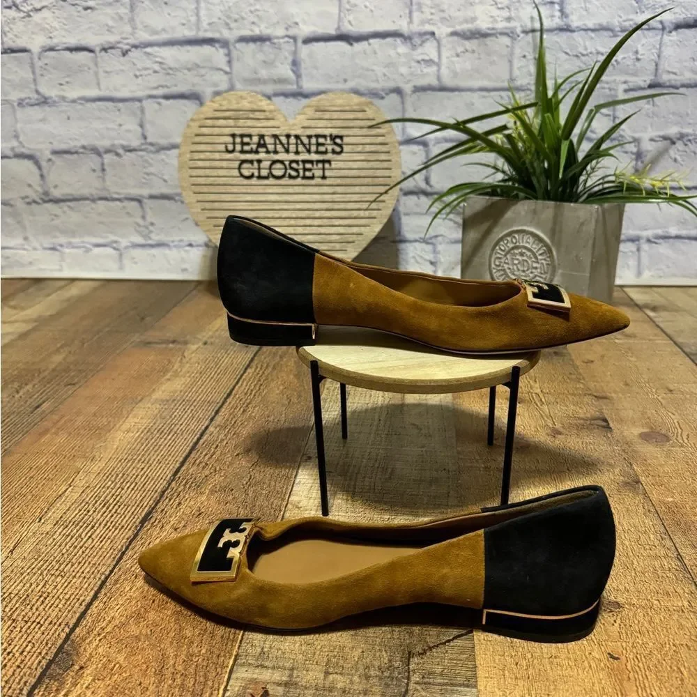 TORY BURCH- Women's Gigi Pointed Toe Color-Block Flats Size 9